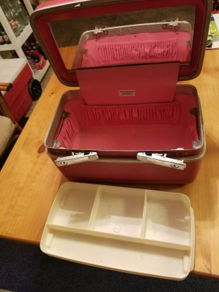 Vintage Samsonite Pink Make - up Case / Train Case 8