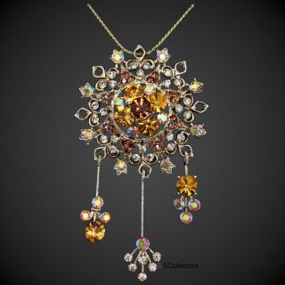Janus Vintage Necklace And Brooch,  19th Century Edwardian Style,  80 Crystals