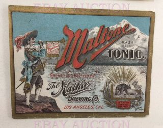 Very Rare Pre - Prohibition Beer Label Mathie Brewing Co.  Los Angeles California