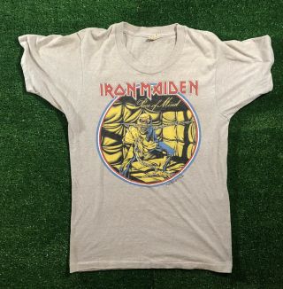 Vintage 1983 Iron Maiden Piece Of Mind World Piece Tour Shirt Rare 50/50