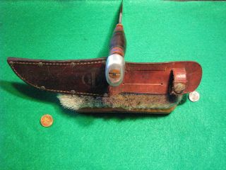 Vtg Sheath Hunt Blade REMINGTON H35 Antique Knife 1 Old Orig,  1 leather case 11