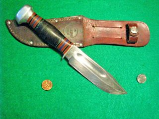 Vtg Sheath Hunt Blade REMINGTON H35 Antique Knife 1 Old Orig,  1 leather case 7