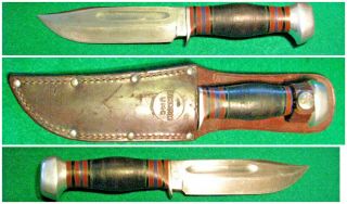 Vtg Sheath Hunt Blade REMINGTON H35 Antique Knife 1 Old Orig,  1 leather case 8