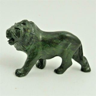 19th Century Chinese Carved Green Hardstone Figure Of A Lion