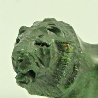 19th CENTURY CHINESE CARVED GREEN HARDSTONE FIGURE OF A LION 2