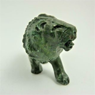 19th CENTURY CHINESE CARVED GREEN HARDSTONE FIGURE OF A LION 3