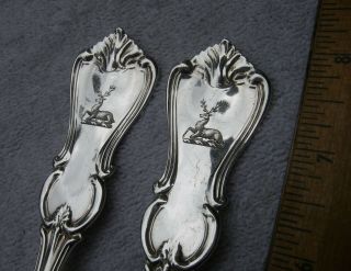 PAIR Whiting Sterling PRINCE ALBERT (1855) LG DINNER FORKS - 8 1/8 Inch - STAG Crest 2
