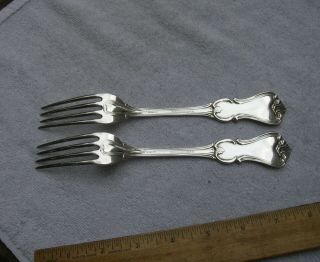 PAIR Whiting Sterling PRINCE ALBERT (1855) LG DINNER FORKS - 8 1/8 Inch - STAG Crest 4