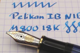 Rare Pelikan M800 Blue Black Fountain Pen with Italic Broad IB 18K Nib - w/ BOX 2