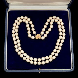 Antique Vintage Deco Retro 14k Yellow Gold Faux Pearl Ruby Floral Bead Necklace