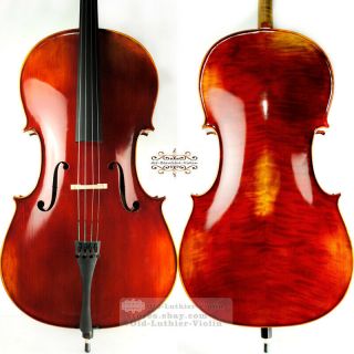 Pro Master Antique Red Stradivari Style Cello 4/4 Deep Warm Tone Two Piece Maple