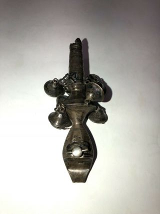 Rare 18th Century Hester Bateman Sterling Silver George III Childs Rattle 2