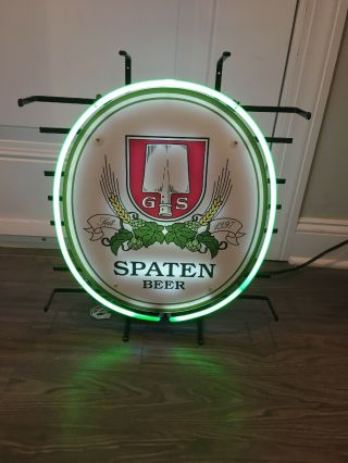Vintage Oval Spaten Beer Neon Sign 21” X 18” Rare