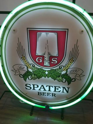 Vintage Oval Spaten Beer Neon Sign 21” X 18” RARE 2