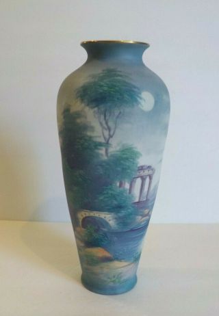 Vintage Pickard Curtis Marker Scenic Vellum Landscape 11 " Vase