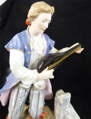 N671 PAIR ANTIQUE KARL ENS PORCELAIN FIGURINES MAN & LADY EACH WITH DOGS 7