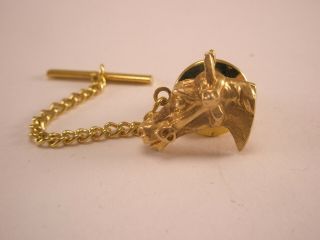 - Horse Head Solid 14k Gold Vintage Tie Tack Lapel Pin 2.  9g Without Clasp