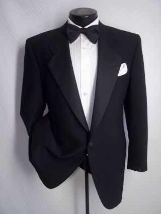 Giorgio Armani 1 Buttons Solid Black Wool Vintage Tuxedo Jacket,  Coat 40 R