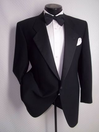 Giorgio Armani 1 Buttons Solid Black Wool Vintage Tuxedo Jacket,  Coat 40 R 2