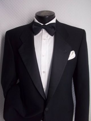 Giorgio Armani 1 Buttons Solid Black Wool Vintage Tuxedo Jacket,  Coat 40 R 3