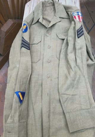 Wwii Us Army Wool Shirt With Patches (cbi And Army Air Corps)