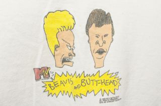 Vtg Beavis and Butthead MTV Show All Over Print Tee T - shirt Size L Made in USA 7