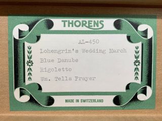 Vintage Thorens 4 Song 52 Note Music box AL450 Made In Switzerland 4