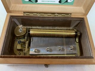 Vintage Thorens 4 Song 52 Note Music box AL450 Made In Switzerland 5