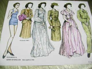 VTG PAPER DOLLS ORIGINAL1993 QUEEN ELIZABETH II RALPH HODGDON SIGNED HUGE SET 2