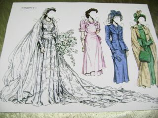 VTG PAPER DOLLS ORIGINAL1993 QUEEN ELIZABETH II RALPH HODGDON SIGNED HUGE SET 4