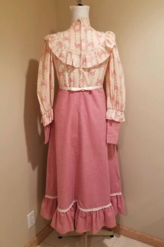 VTG 70s Dusty Rose Victorian Inspired Gunne Sax Midi Prairie Dress Boho M/L 2