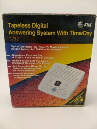 Vintage A&t Tapeless Digital Answering System With Time/day As45 Complete 1998