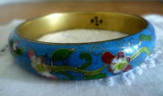 Cornflower Blue Vtg Chinese Export Cloisonne Bangle Bracelet