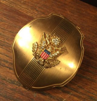 Vtg Usa Makeup Compact Elgin American Eagle Shield United States Priority Mail