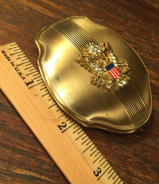 Vtg USA Makeup Compact Elgin American Eagle Shield United States PRIORITY MAIL 5