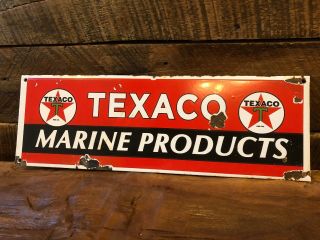 Vintage Porcelain Texaco Sign Marine Oil Boat Gas Pump Shell Station Bottle Gulf