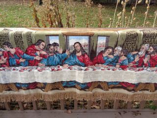 VINTAGE THE LAST SUPPER BY DAVINCI TAPESTRY WALL HANGING,  66 INCHES x 24 INCHES 4