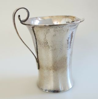 Antique American hand made hammered fine serving sm pitcher sterling silver 2