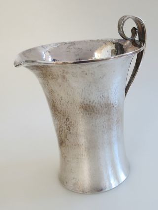 Antique American hand made hammered fine serving sm pitcher sterling silver 3