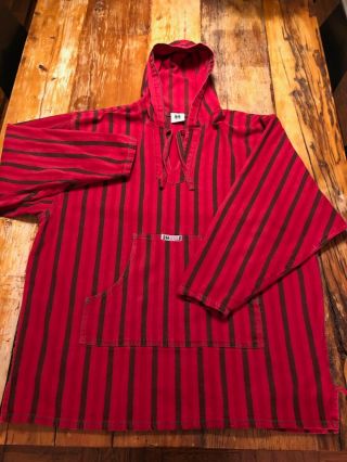 Cross Colours - Vintage 1990s Hoodie Pullover - Xxl - Red & Brown Stripes