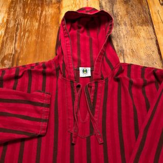 Cross Colours - Vintage 1990s Hoodie Pullover - XXL - Red & Brown Stripes 2