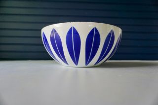 Vintage Catherinholm White Blue Lotus Enamel Bowl 9 1/2 "