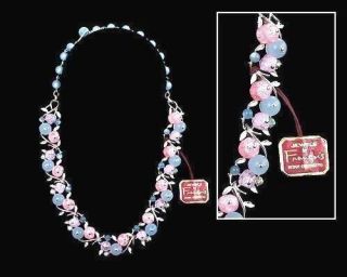 Rare Francois Vtg Necklace Stunning Signed Pastels Pinks Blues Glass Nwt 1940s