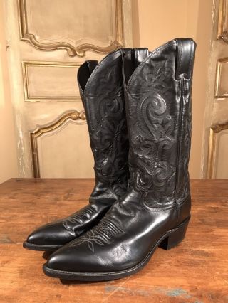 Vintage Justin Mens Cowboy Western Boots Size 9 D Black