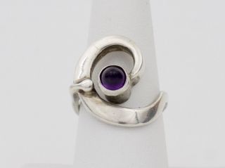 Isaac Cohen Rare Vintage Sterling Silver Amethyst Swedish Modernist Ring Signed