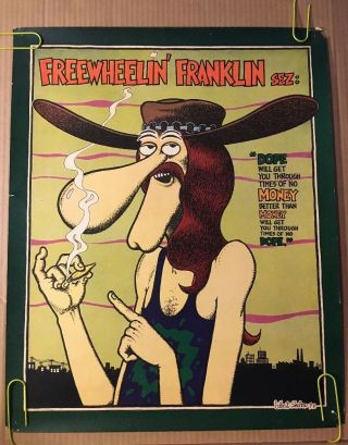 Vintage Poster Freewheelin’ Franklin 1971 Shelton Marijuana Money Dope