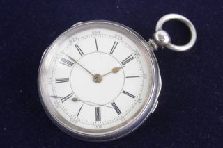 Vintage Gents.  925 Sterling Silver Center Seconds Chronograph Pocket Watch 150g