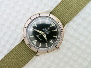 Mens Vintage Zodiac Sea Wolf Automatic Wristwatch W/date & Hack Cal.  70 - 72