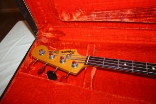 Fender JV Squire Jazz Bass,  MIM body with 73 vintage Fender case 3