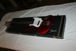 Fender JV Squire Jazz Bass,  MIM body with 73 vintage Fender case 9